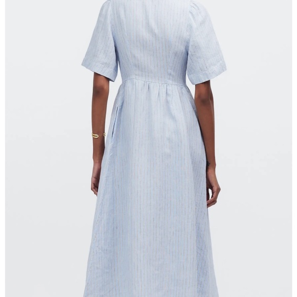 Madewell Light Blue Striped Button-Front Midi Dress - Picture 2 of 11